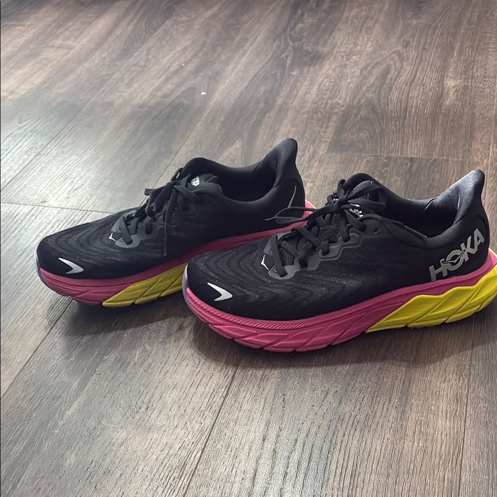 Hoka Black and Pink Athletic Shoes with Cushioned Midsole